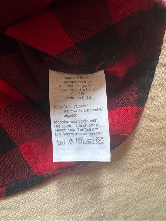 Madewell Red and Black Plaid Blue Flannel Button-Down Shirt Small - Picture 5 of 6